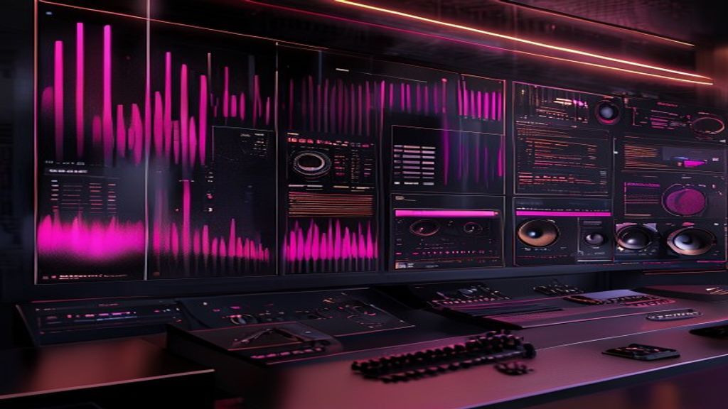 Seed Audio 1.0 AI audio generation model hero visual with cinematic waveform control room